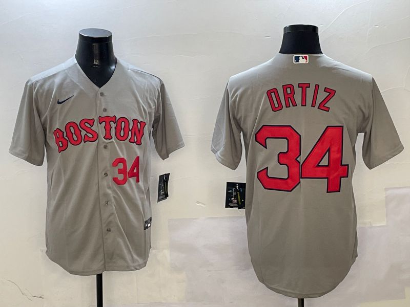 Men Boston Red Sox #34 Ortiz Grey Game 2025 Nike MLB Jersey style 3
